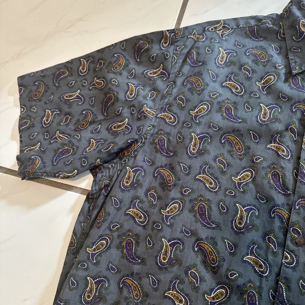 Vintage Gap Shirt Mens M 24x27.5 Paisley 90s Y2K Short Sleeve Floral Button